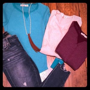 Knit long sleeve shirts.  All 3!